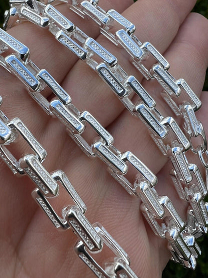 925 Sterling Silver 7.5mm Triangle Rolo Hermes Link Chain Necklace Or Bracelet