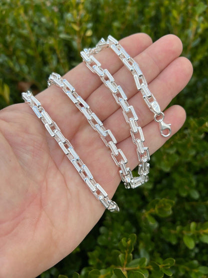 925 Sterling Silver 7.5mm Triangle Rolo Hermes Link Chain Necklace Or Bracelet