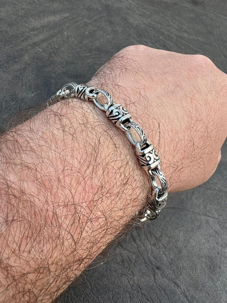 925 Sterling Silver 7mm Tribal Hawaiian Rolo Bar Link Chain Necklace Or Bracelet