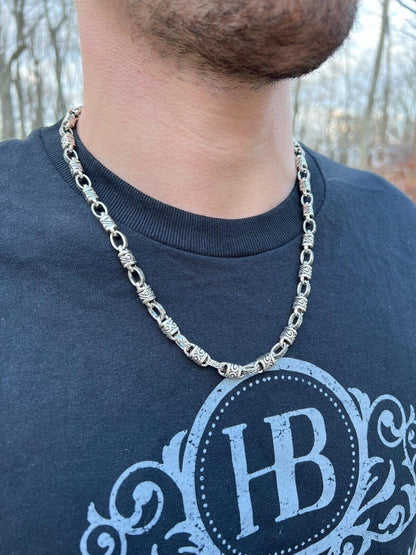 925 Sterling Silver 7mm Tribal Hawaiian Rolo Bar Link Chain Necklace Or Bracelet