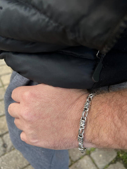 925 Sterling Silver 7mm Tribal Hawaiian Rolo Bar Link Chain Necklace Or Bracelet