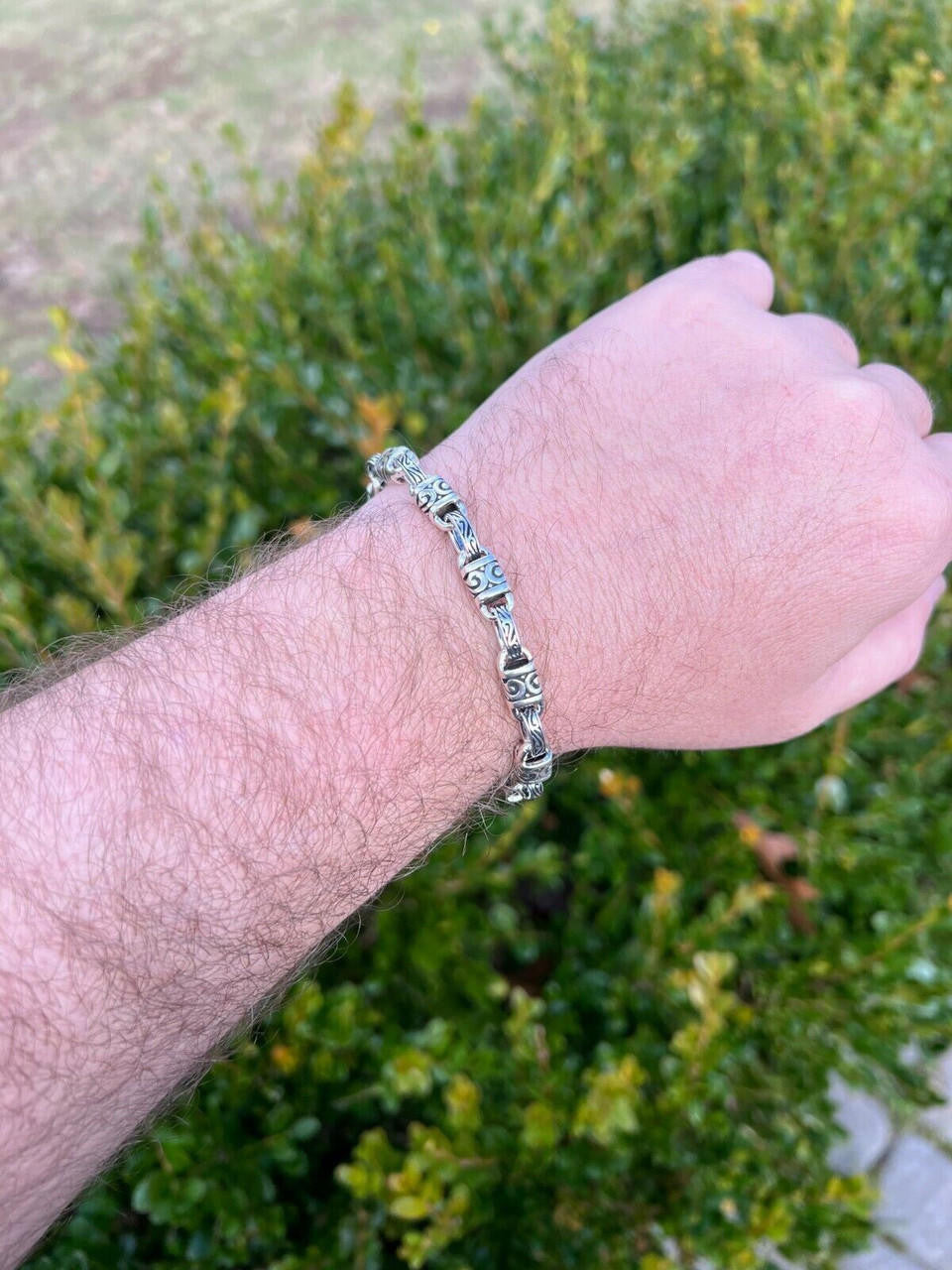 925 Sterling Silver 7mm Tribal Hawaiian Rolo Bar Link Chain Necklace Or Bracelet