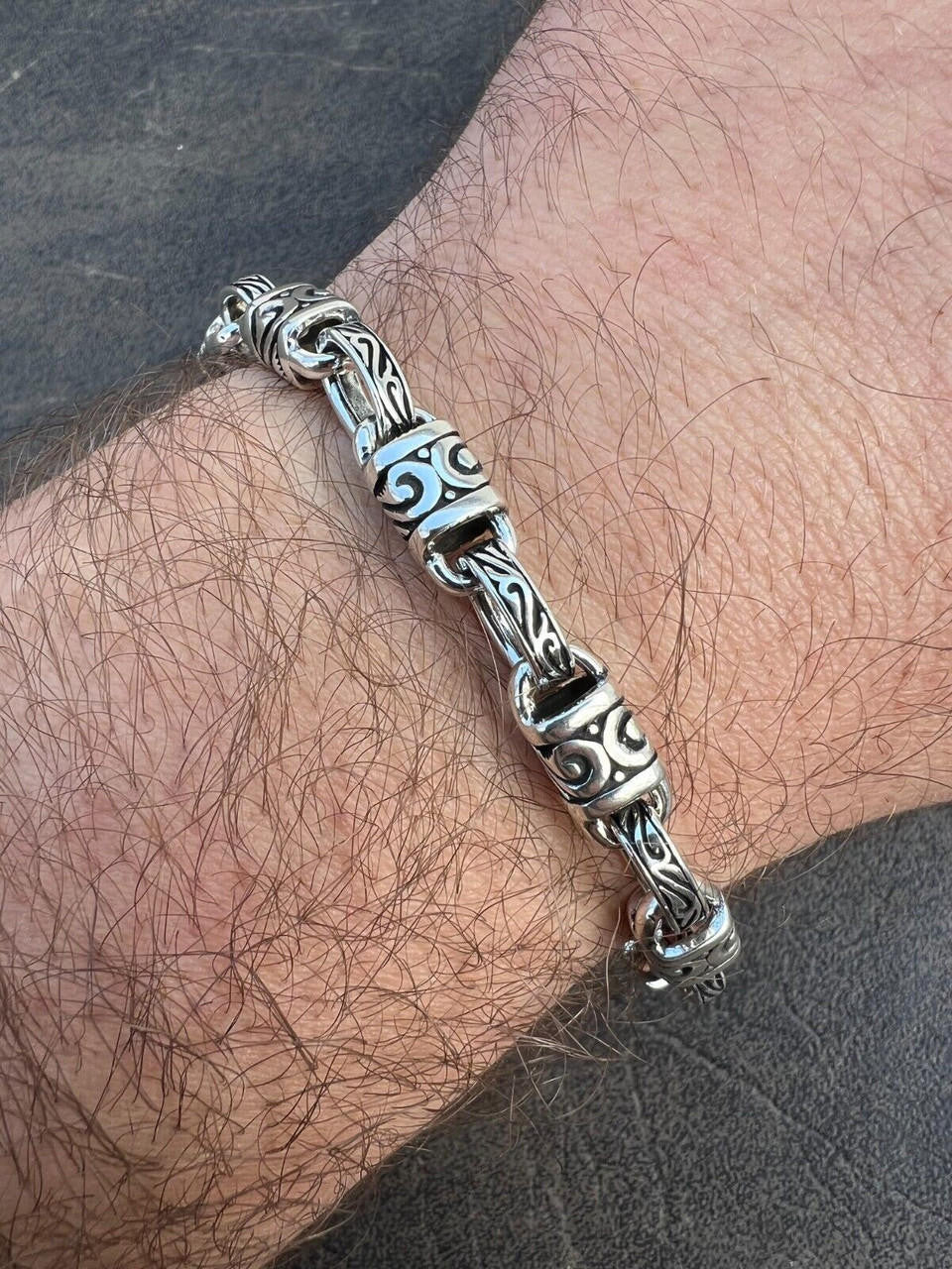 925 Sterling Silver 7mm Tribal Hawaiian Rolo Bar Link Chain Necklace Or Bracelet