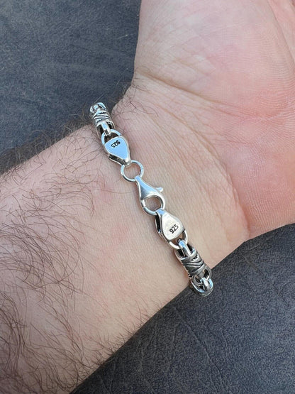 925 Sterling Silver 7mm Tribal Hawaiian Rolo Bar Link Chain Necklace Or Bracelet