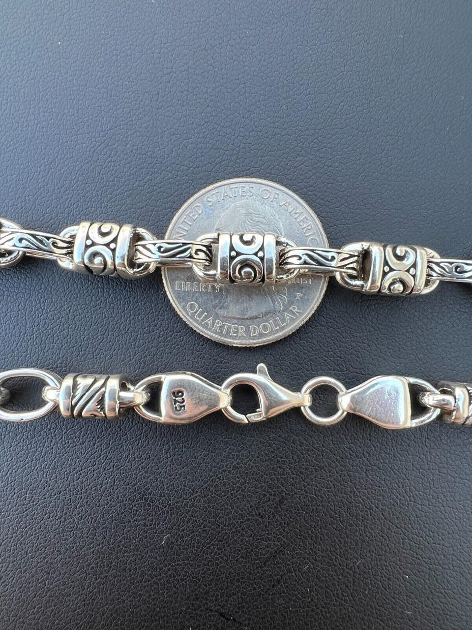 925 Sterling Silver 7mm Tribal Hawaiian Rolo Bar Link Chain Necklace Or Bracelet