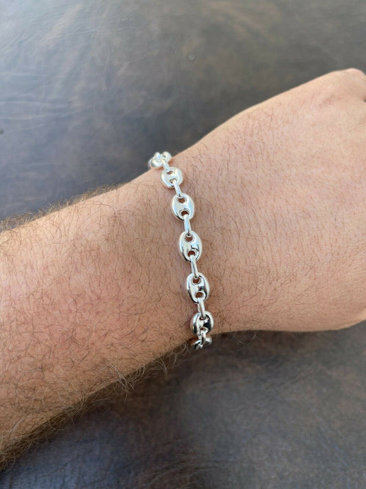 925 Sterling Silver 8mm Puffed Gucci Mariner Link Chain Necklace Bracelet 7-30