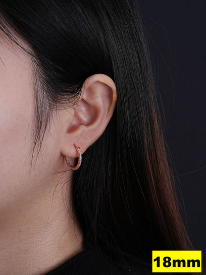 Everyday Classic Endless Inside Out Hoop Earrings - 14k Rose Gold Vermeil 925 Silver - CZ Stones - 18-50mm