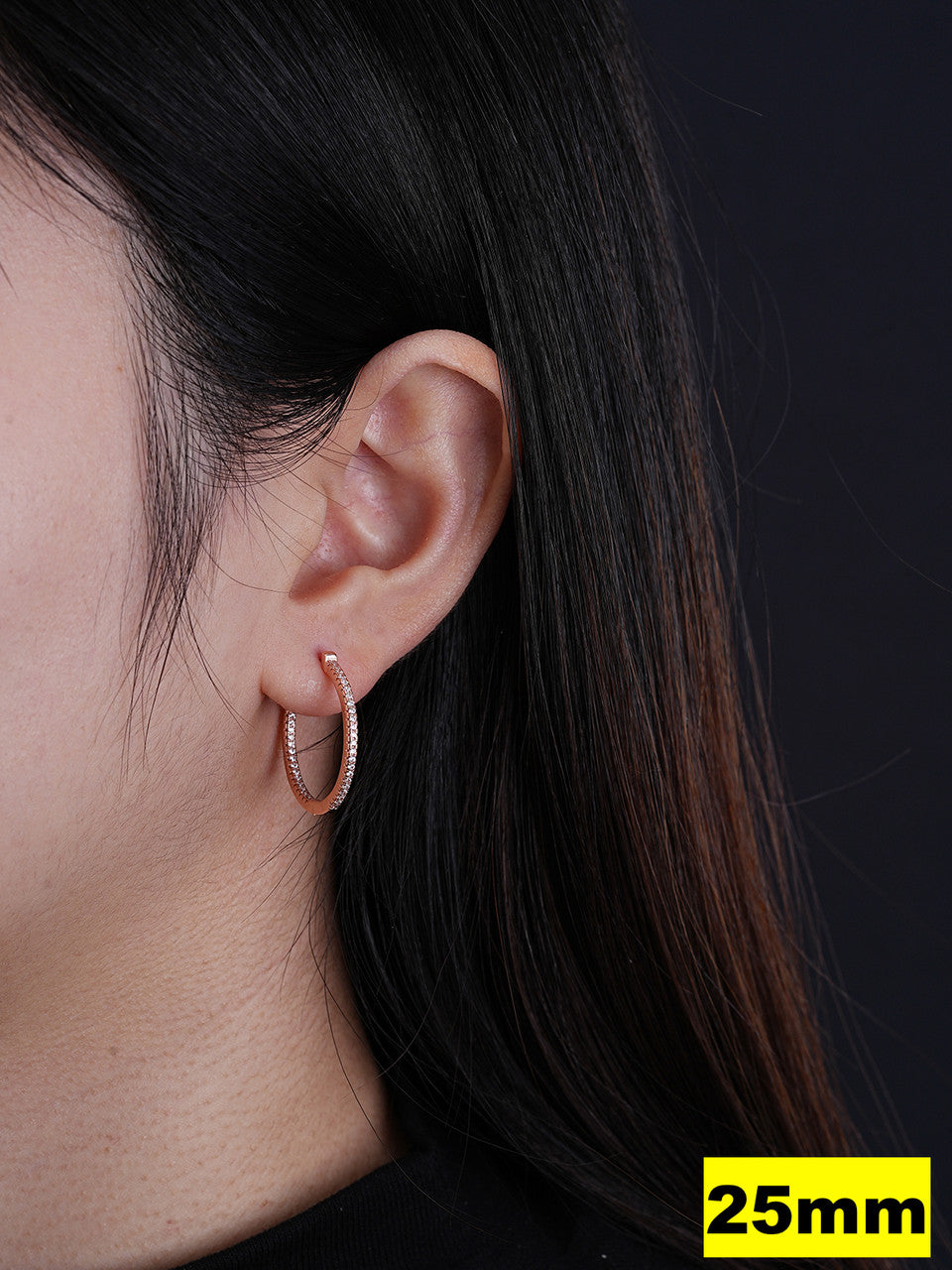 Everyday Classic Endless Inside Out Hoop Earrings - 14k Rose Gold Vermeil 925 Silver - CZ Stones - 18-50mm