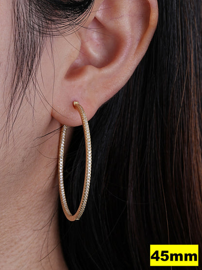 Everyday Classic Endless Inside Out Hoop Earrings - 14k Gold Vermeil 925 Silver - CZ Stones - 18-50mm