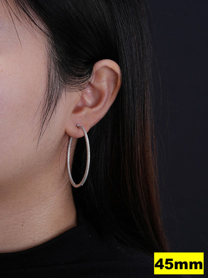 Everyday Classic Endless Inside Out Hoop Earrings - 925 Silver - CZ Stones - 18-50mm