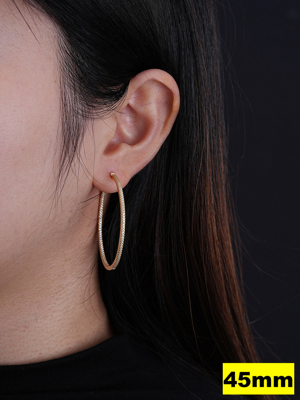 Everyday Classic Endless Inside Out Hoop Earrings - 14k Gold Vermeil 925 Silver - CZ Stones - 18-50mm