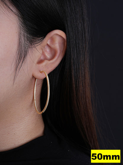 Everyday Classic Endless Inside Out Hoop Earrings - 14k Gold Vermeil 925 Silver - CZ Stones - 18-50mm