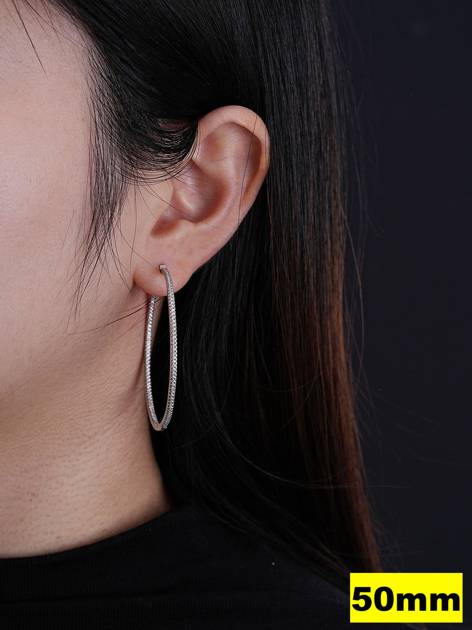 Everyday Classic Endless Inside Out Hoop Earrings - 925 Silver - CZ Stones - 18-50mm