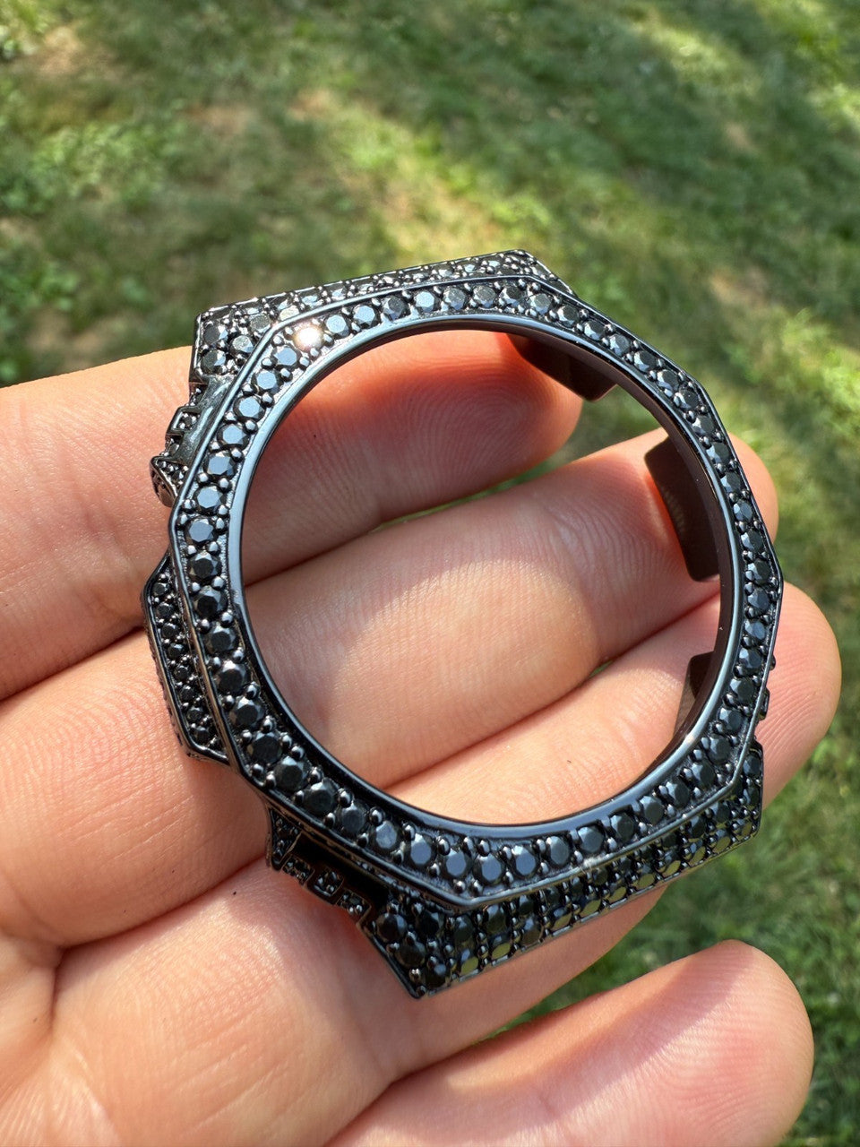 BLACK MOISSANITE Real 925 Silver Iced BEZEL Kit For Casio G Shock GA-2100 Watch ICED OUT WATCHES HarlemBling