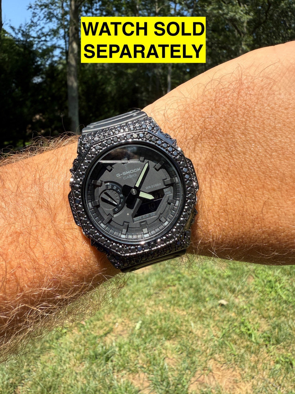 BLACK MOISSANITE Real 925 Silver Iced BEZEL Kit For Casio G Shock GA-2100 Watch ICED OUT WATCHES HarlemBling