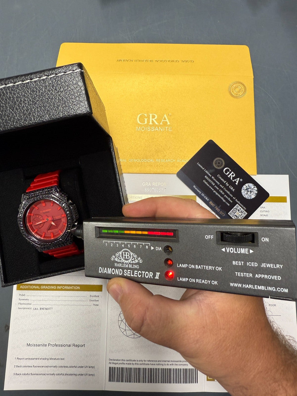 BLACK MOISSANITE Real 925 Silver Iced Red Casio G Shock GA2100 Hip Hop Watch ICED OUT WATCHES HarlemBling