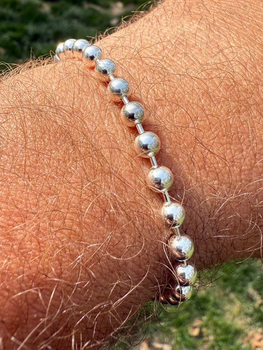 Ball Bead Bracelet - 925 Sterling Silver - 8" - 5mm BRACELETS HarlemBling