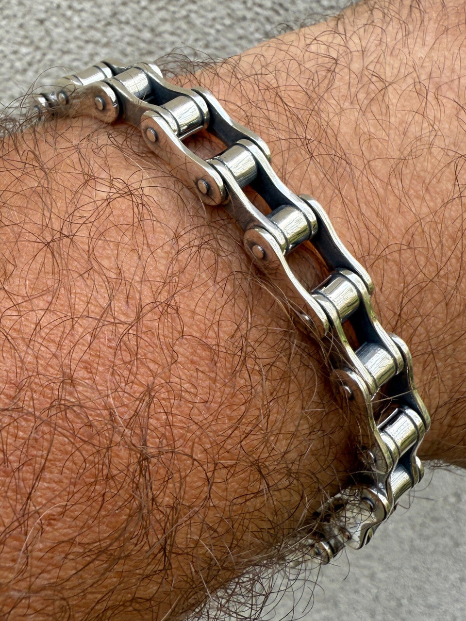 Bike Chain Bracelet - Oxidized 925 Sterling Silver - 7