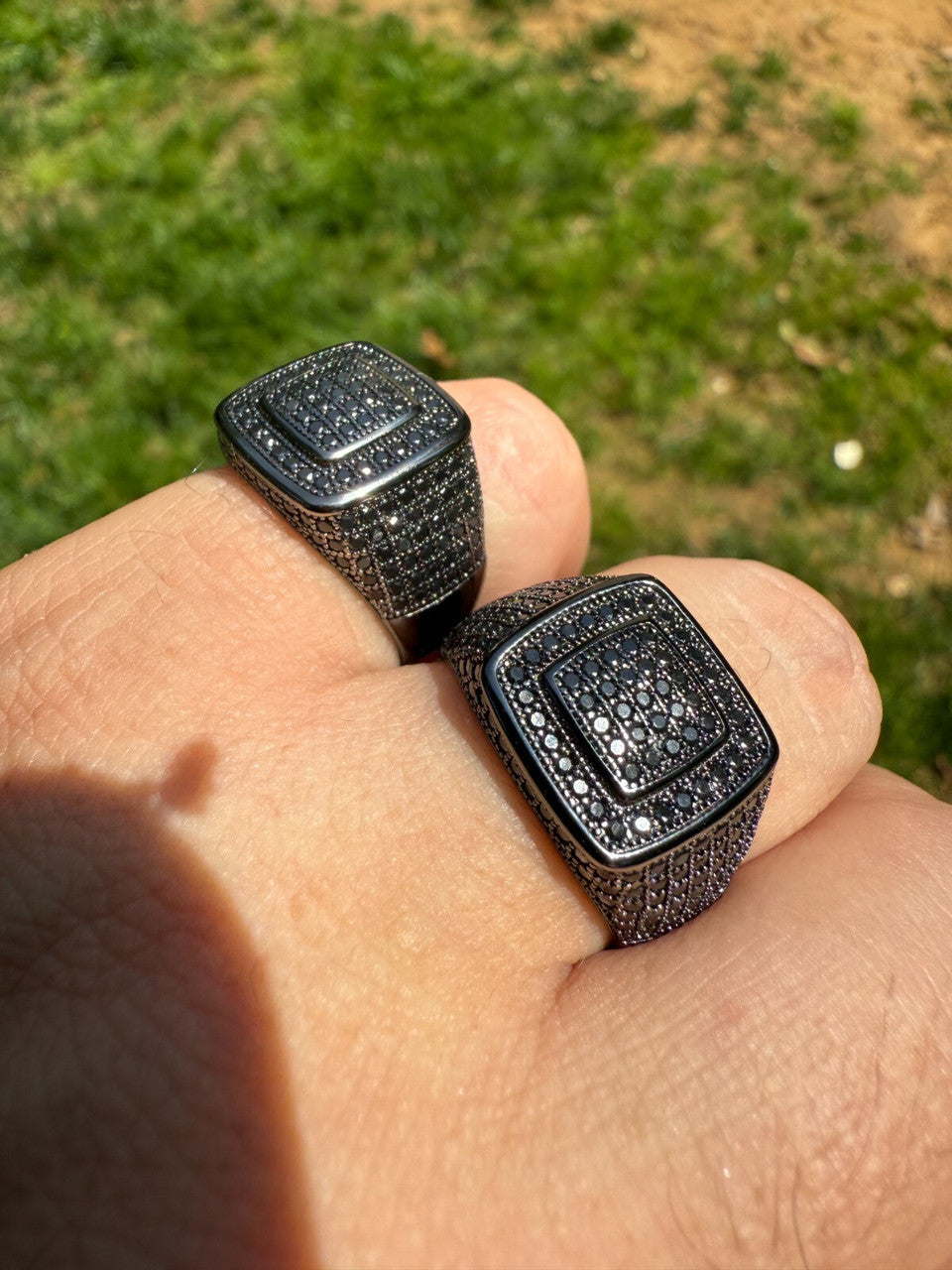 Black MOISSANITE Mens Real Solid 925 Sterling Silver Ring Black Rhodium Finish Imported from eBay HarlemBling