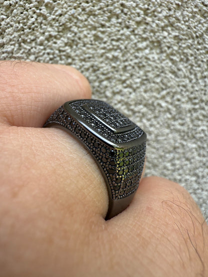 Black MOISSANITE Mens Real Solid 925 Sterling Silver Ring Black Rhodium Finish Imported from eBay HarlemBling