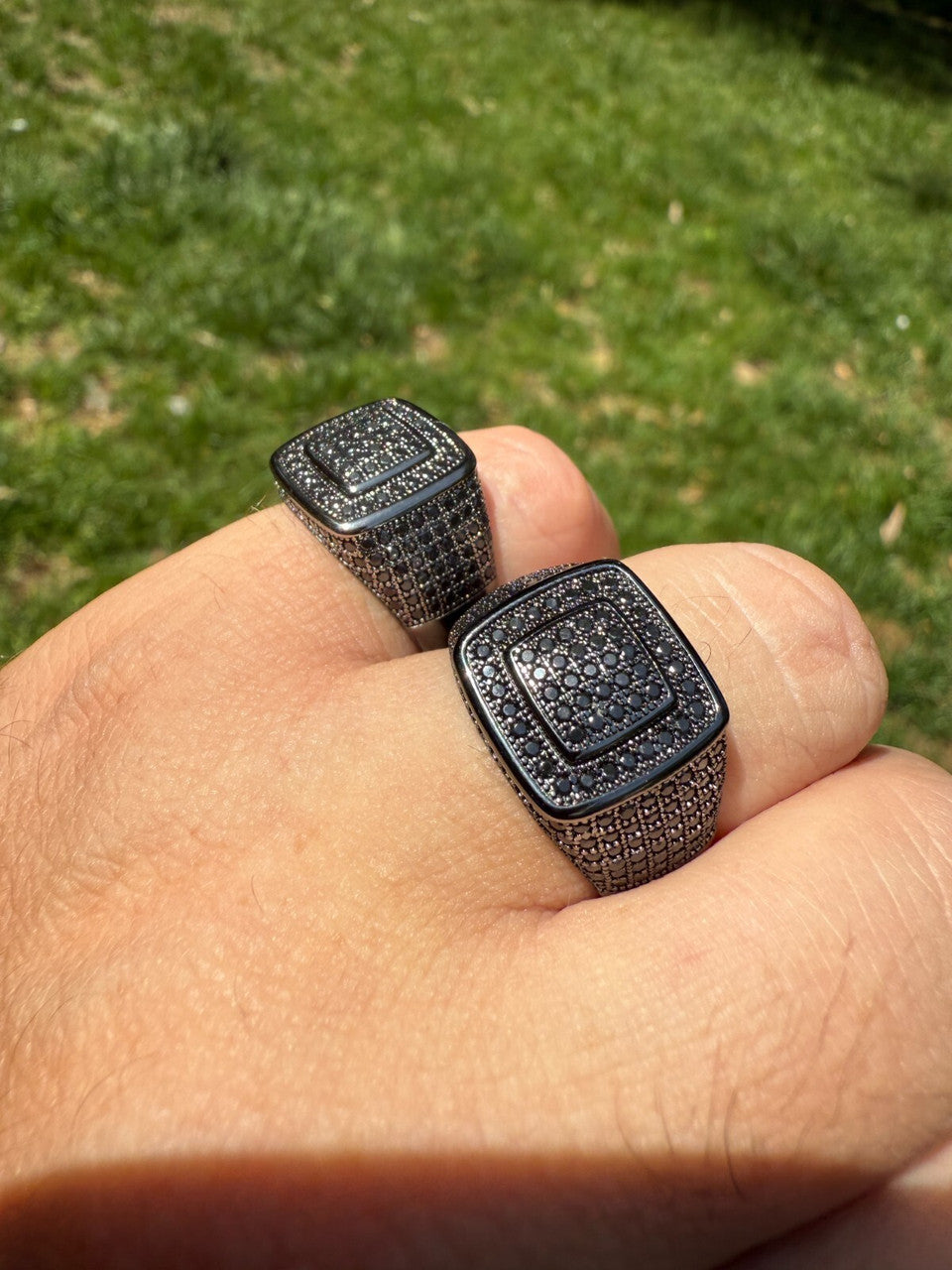 Black MOISSANITE Mens Real Solid 925 Sterling Silver Ring Black Rhodium Finish Imported from eBay HarlemBling