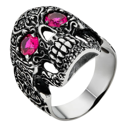 Calavera Day Of Dead Sugar Skull W. Roses Ring W. Ruby Eyes Real 925 Silver Imported from eBay HarlemBling