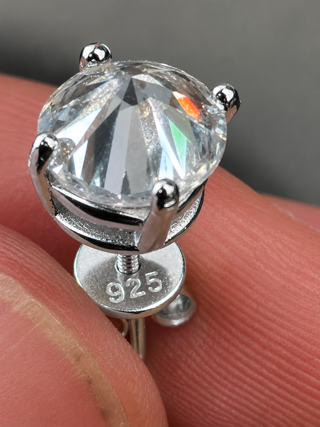 MOISSANITE Upside Down Reverse Set Stud Earrings - 925 Silver - 5mm-8mm - 1-4ct