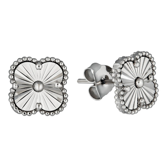 Clover Earrings Real 925 Sterling Silver Diamond Cut 8mm-12mm Four Leaf Flower Imported from eBay HarlemBling