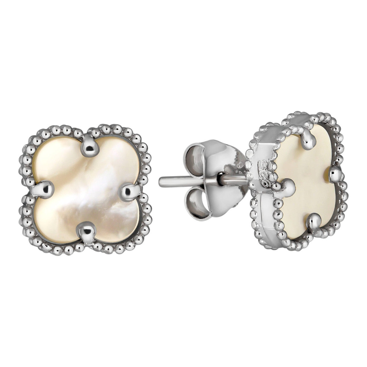 Clover Earrings Real 925 Sterling Silver & Mother Of Pearl 8mm-12mm Flower Imported from eBay HarlemBling