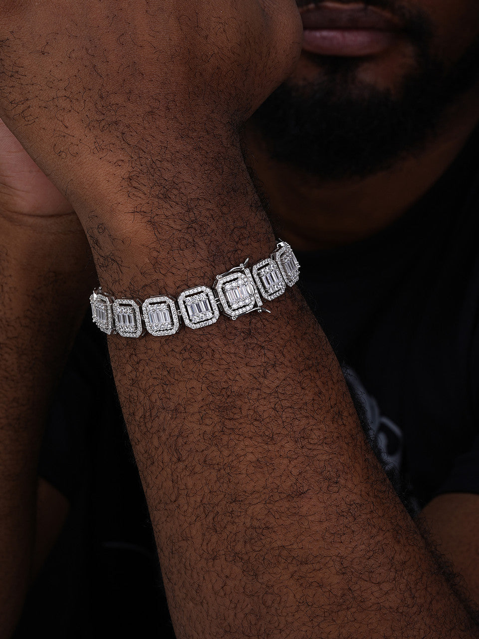 MOISSANITE Baguette Custom Rapper Bracelet Iced Out - 925 Silver - 16mm - 7"-8.5"