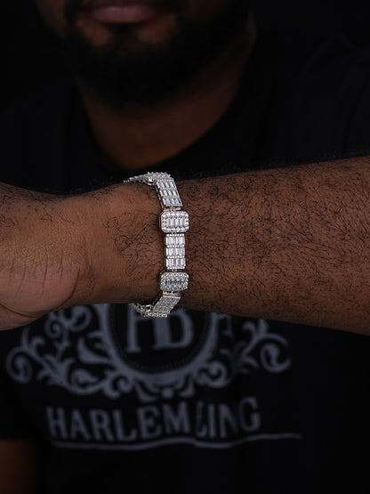 Custom Baguette Tennis Chain Bracelet Iced Out CZ Stones - 925 Silver - 12mm - 7"-8"
