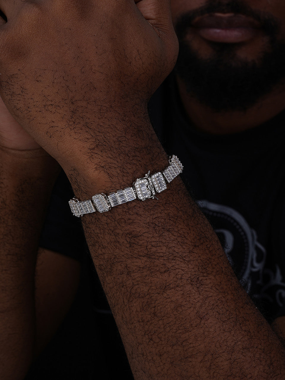 Custom Baguette Tennis Chain Bracelet Iced Out CZ Stones - 925 Silver - 12mm - 7"-8"