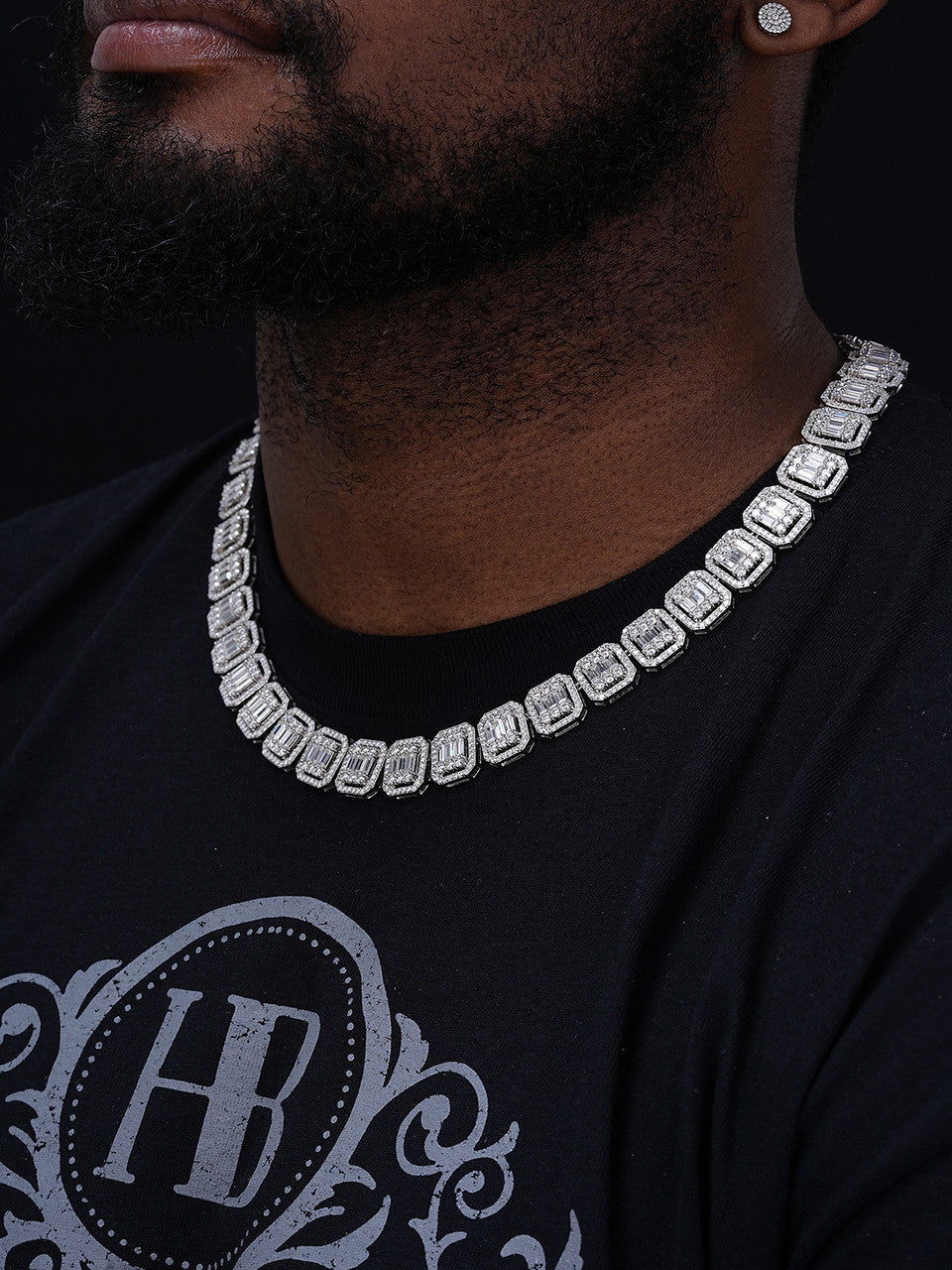 Baguette Custom Rapper Chain Necklace Iced Out CZ Stones - 925 Silver - 16mm - 18-28"
