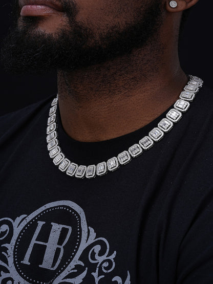 Baguette Custom Rapper Chain Necklace Iced Out CZ Stones - 925 Silver - 16mm - 18-28"
