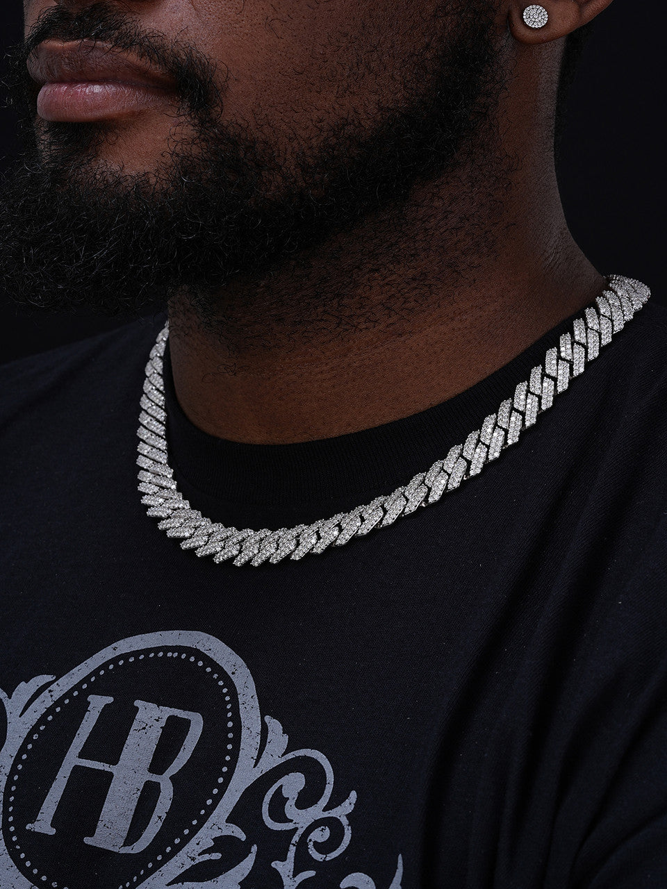 MOISSANITE Classic Prong Cuban Necklace Chain - 925 Silver - 14mm - 16"-30"