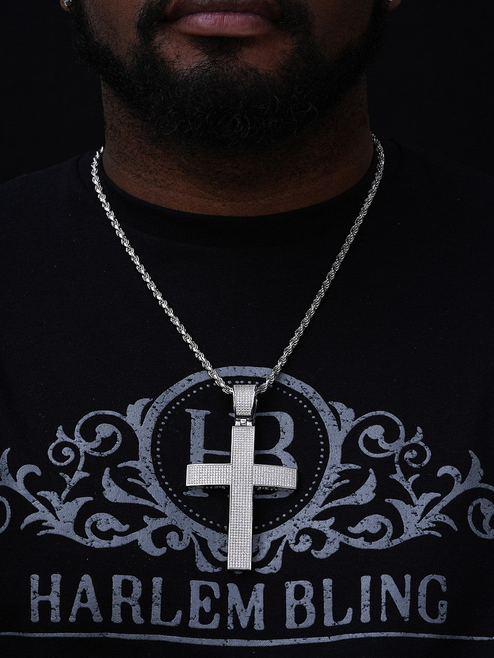 MOISSANITE Classic Iced Out Cross Pendant - 925 Silver - Huge 4"