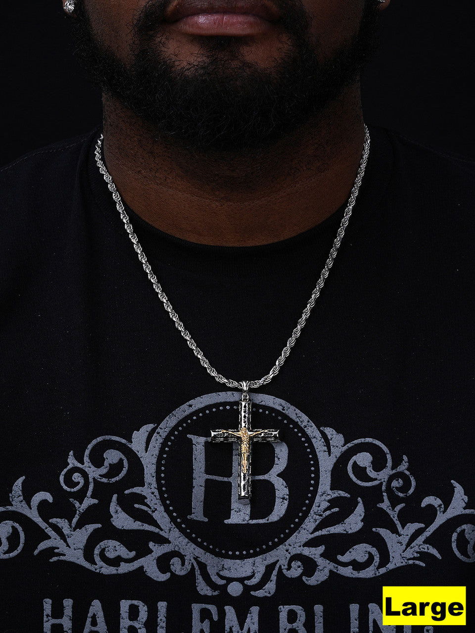 Jesus On The Cross Pendant - 925 Silver & Gold Accent - 4 Sizes 1"-3"