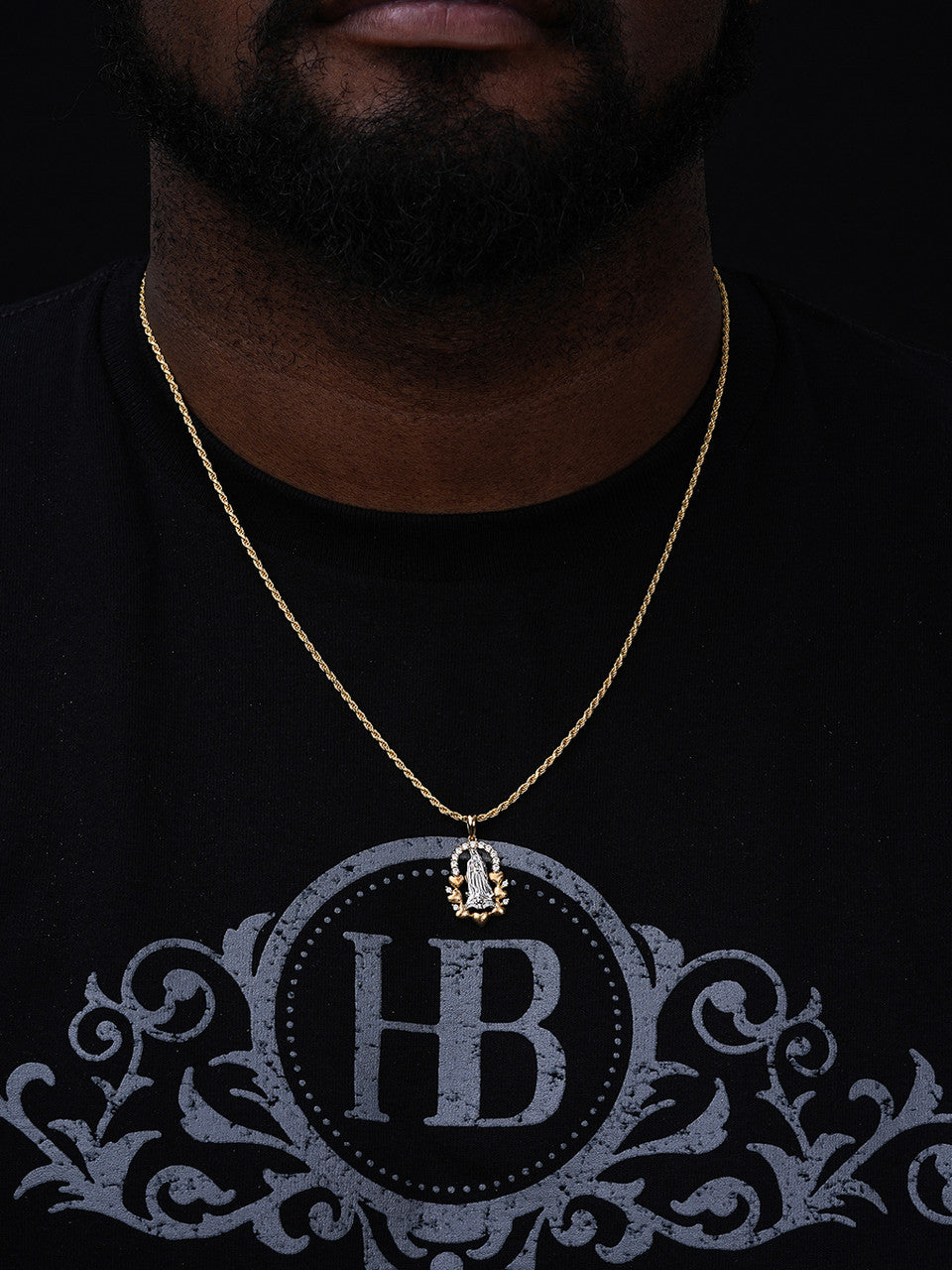 Real 14k Yellow Gold Over 925 Silver Virgin Mary Pendant Iced Hip Hop Men Ladies