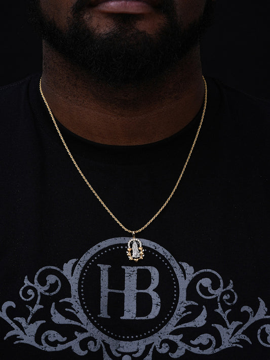 Real 14k Yellow Gold Over 925 Silver Virgin Mary Pendant Iced Hip Hop Men Ladies