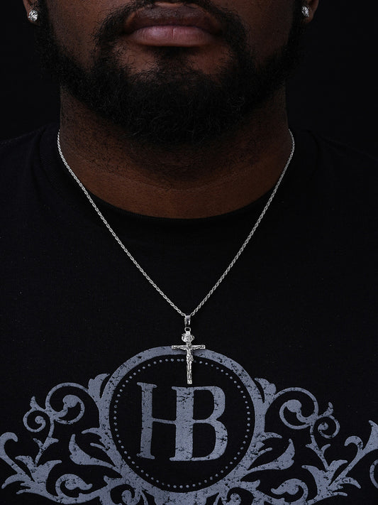 Real Solid 925 Sterling Silver Plain Gold Cross Jesus Crucifix Pendant Necklace