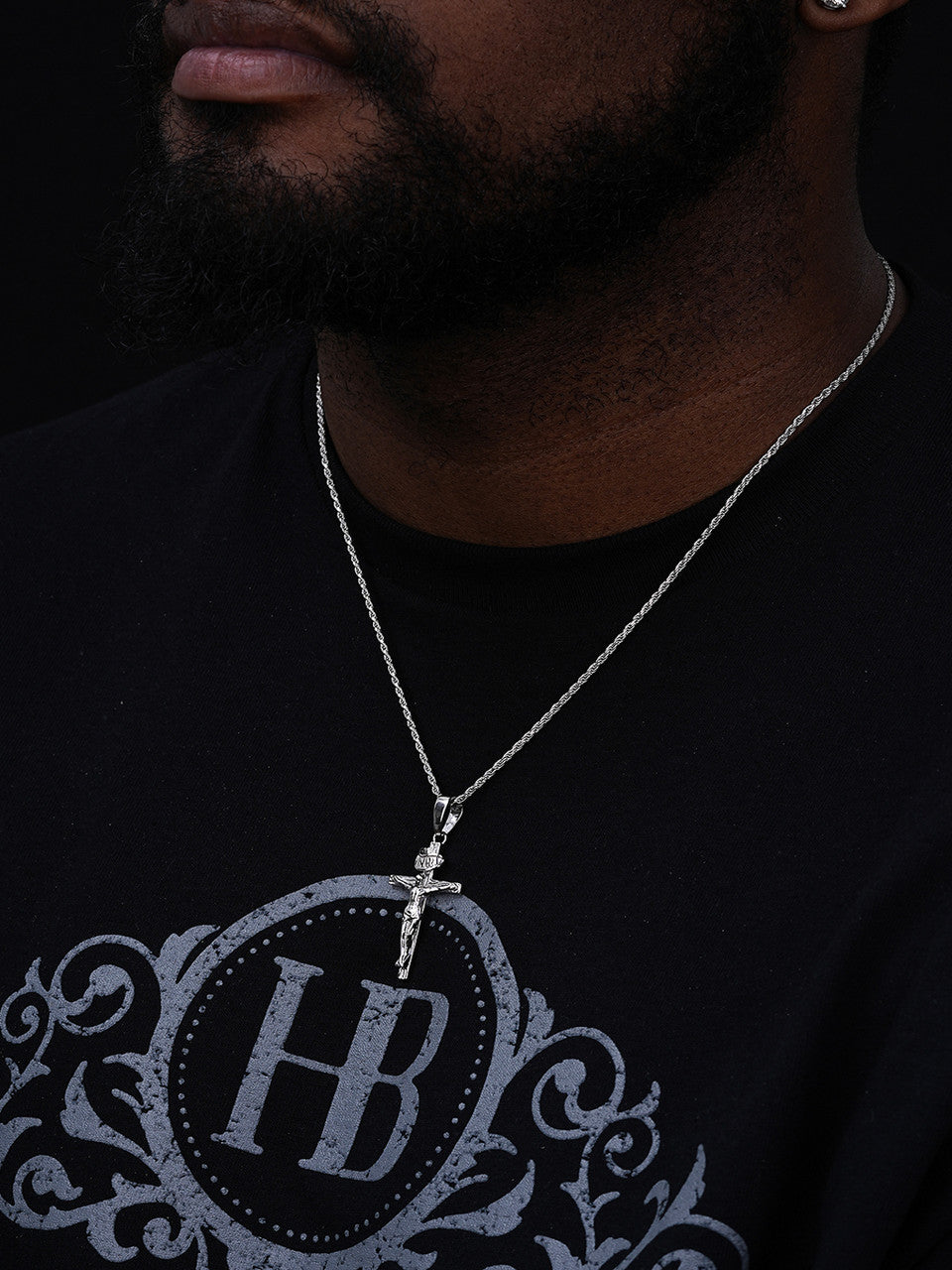 Real Solid 925 Sterling Silver Plain Gold Cross Jesus Crucifix Pendant Necklace