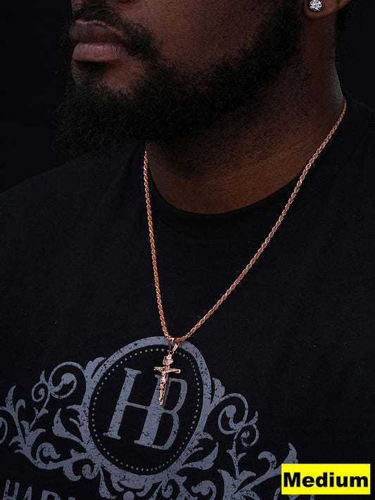 #1 Bestseller Crucifix Pendant - 14k Rose Gold Vermeil 925 Silver - 3 Sizes 1"-2.5"