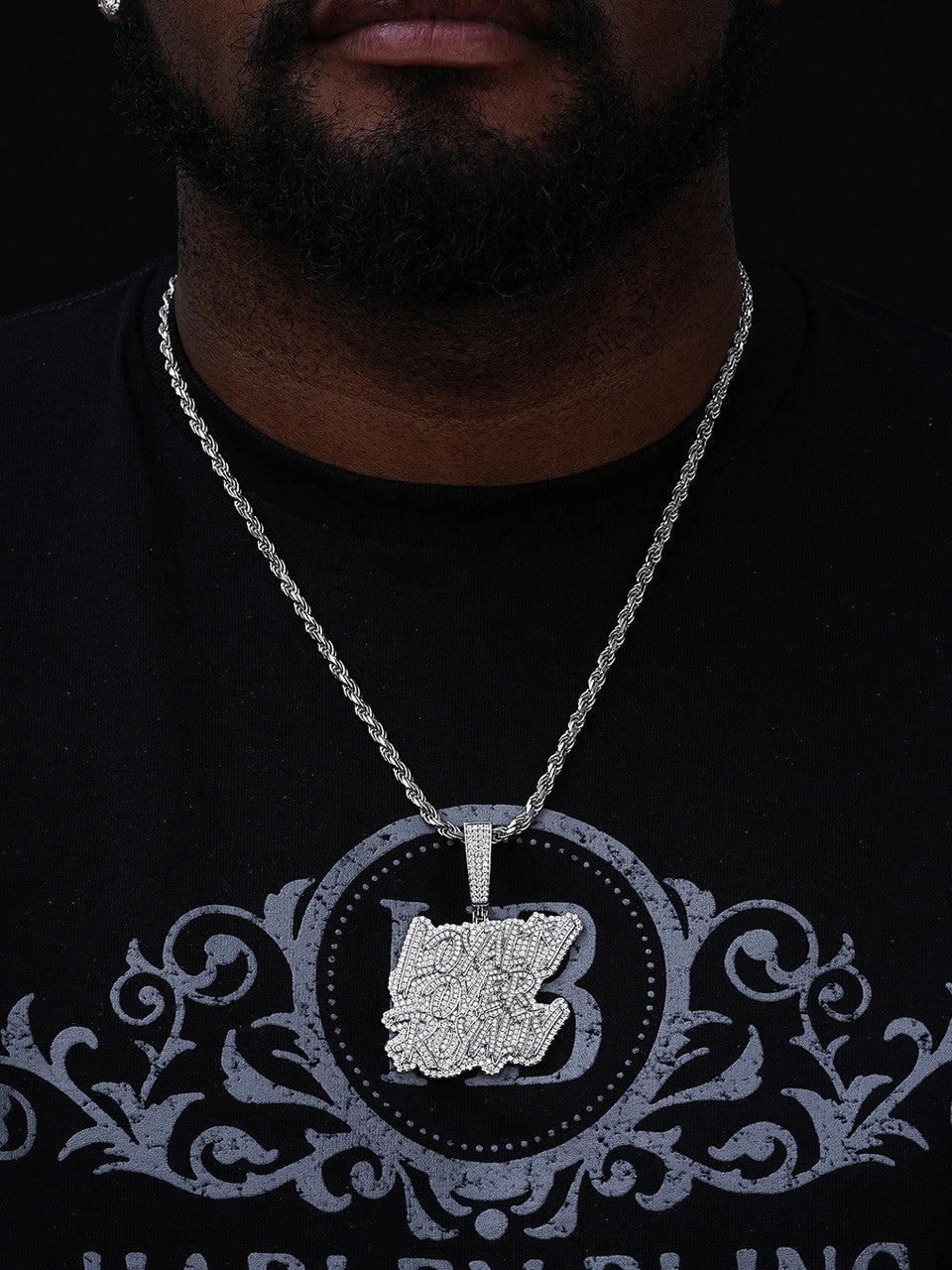 MOISSANITE LOYALTY OVER ROYALTY Hip Hop Pendant - 14k Gold Vermeil Or 925 Silver - Large 2.75"