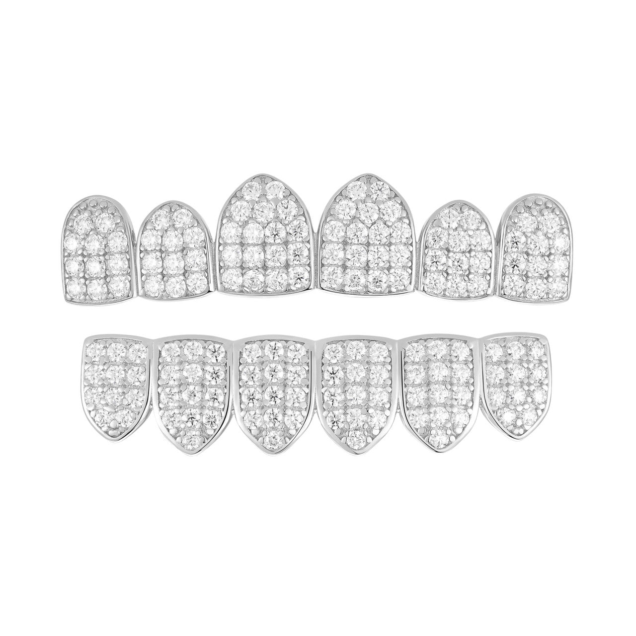 MOISSANITE 6 Teeth Top, Bottom, Or Set Iced Out Grillz - 925 Silver