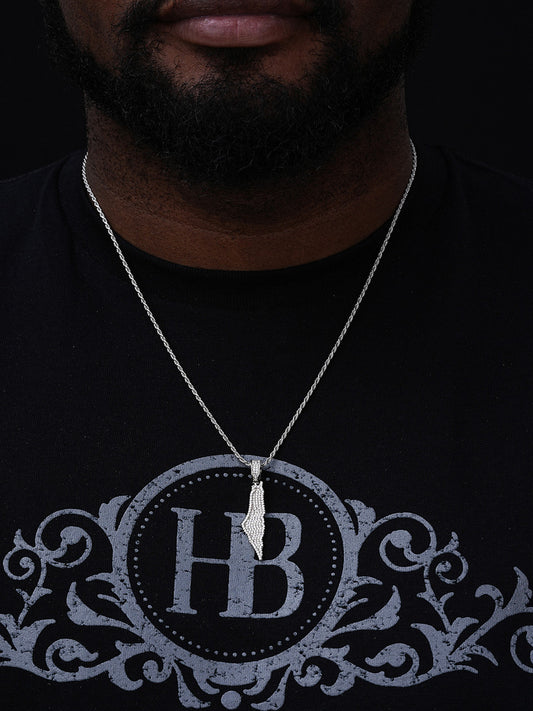 MOISSANITE Land Of Israel/Palestine Pendant - 14k Gold Vermeil Or 925 Silver - Medium 1.75"