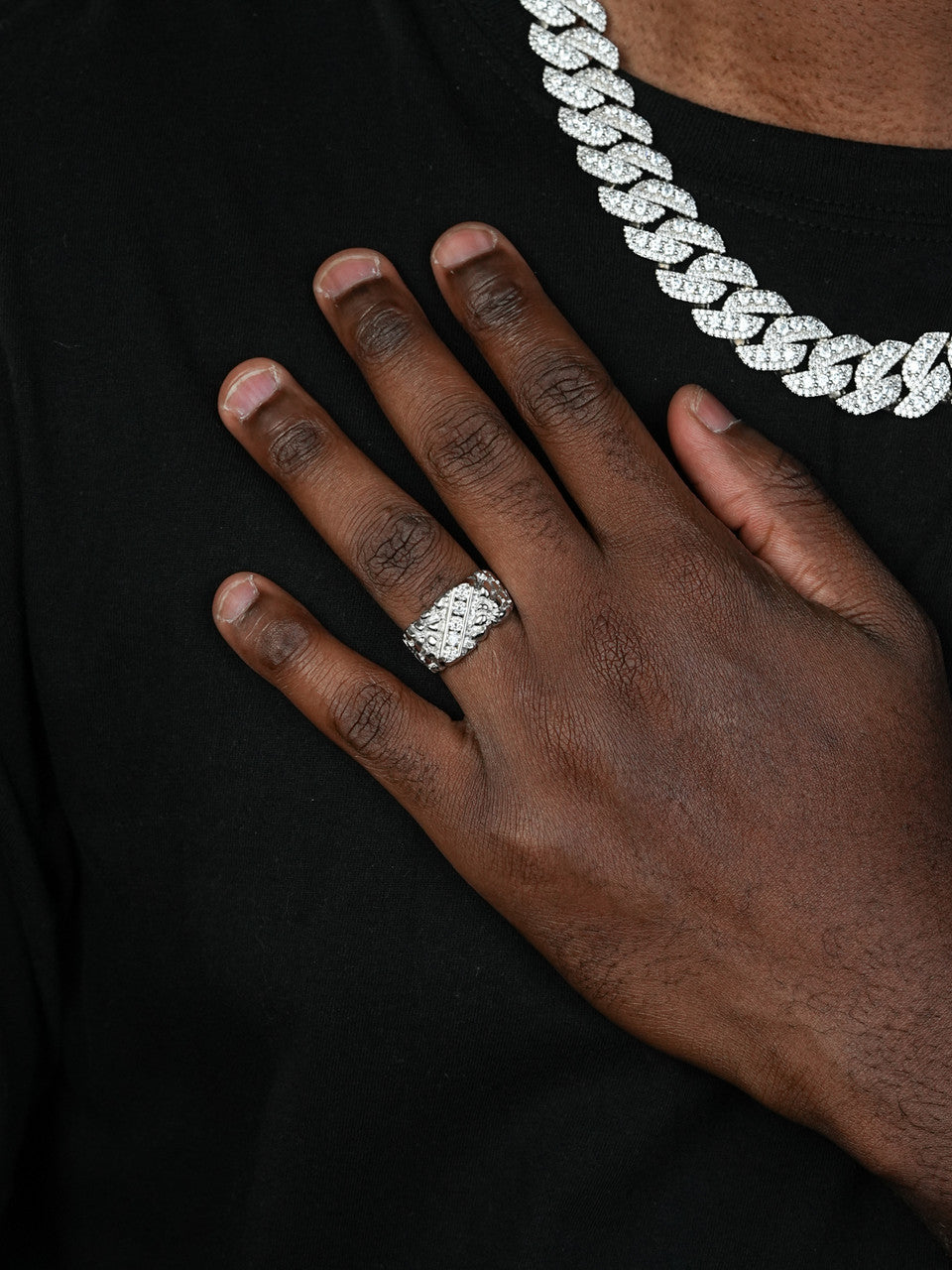 MOISSANITE Ice & Metal Nugget Ring - 925 Silver