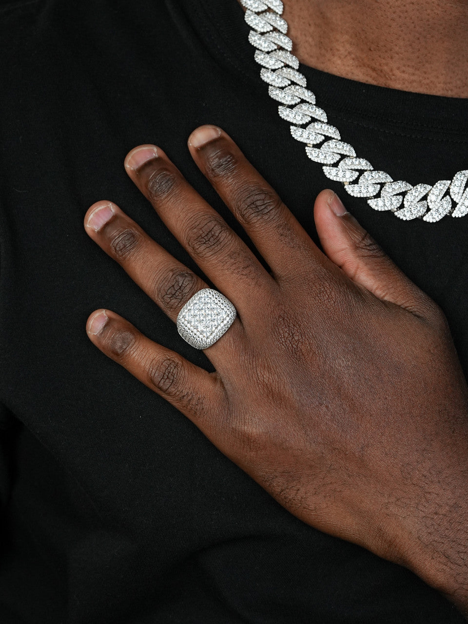 Texas Iced Out Ring - 14k Yellow Gold Vermeil/Natural 925 Silver - CZ Stones