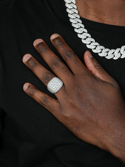 Texas Iced Out Ring - 14k Yellow Gold Vermeil/Natural 925 Silver - CZ Stones