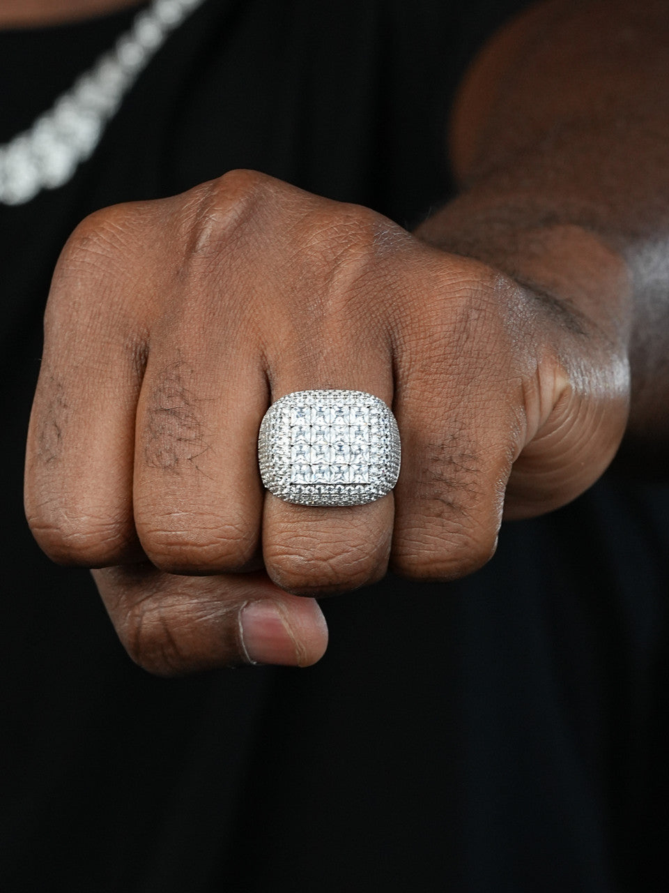 Texas Iced Out Ring - 14k Yellow Gold Vermeil/Natural 925 Silver - CZ Stones