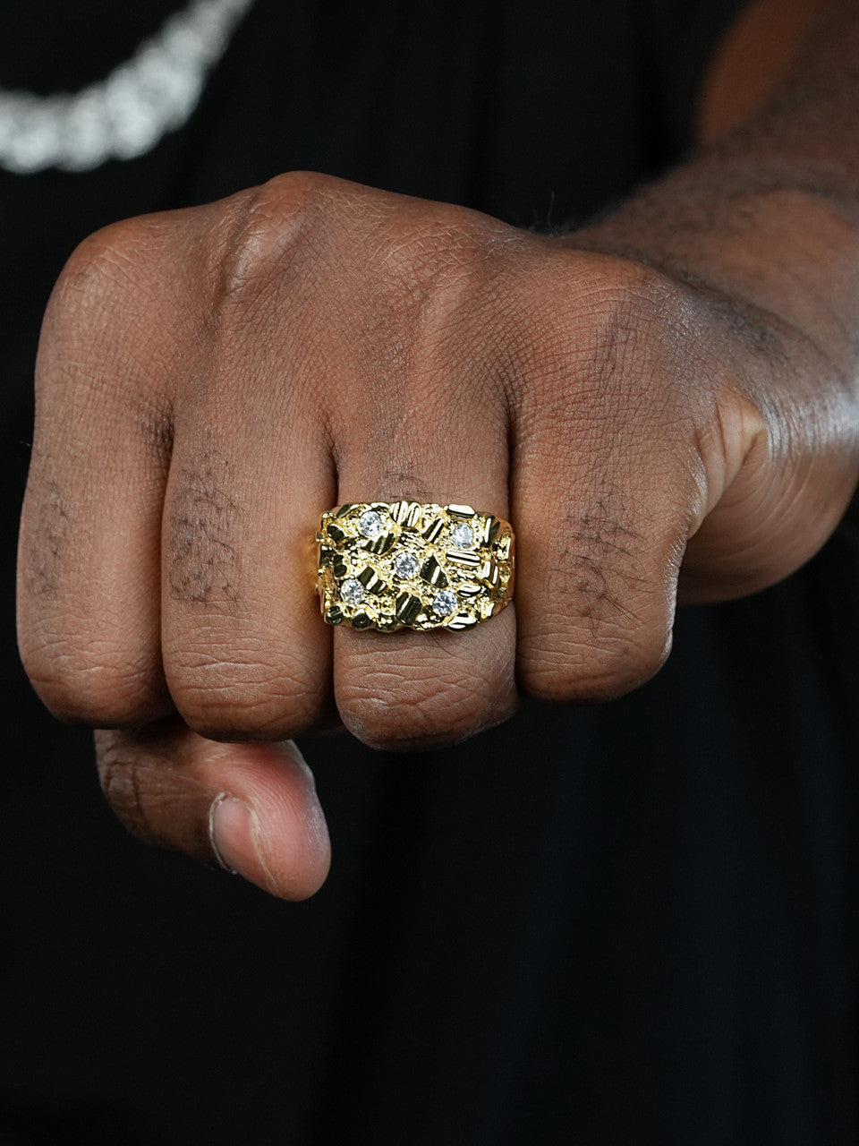 Iceberg On Mountain Nugget Ring - 14k Gold Vermeil 925 Silver - CZ Stones